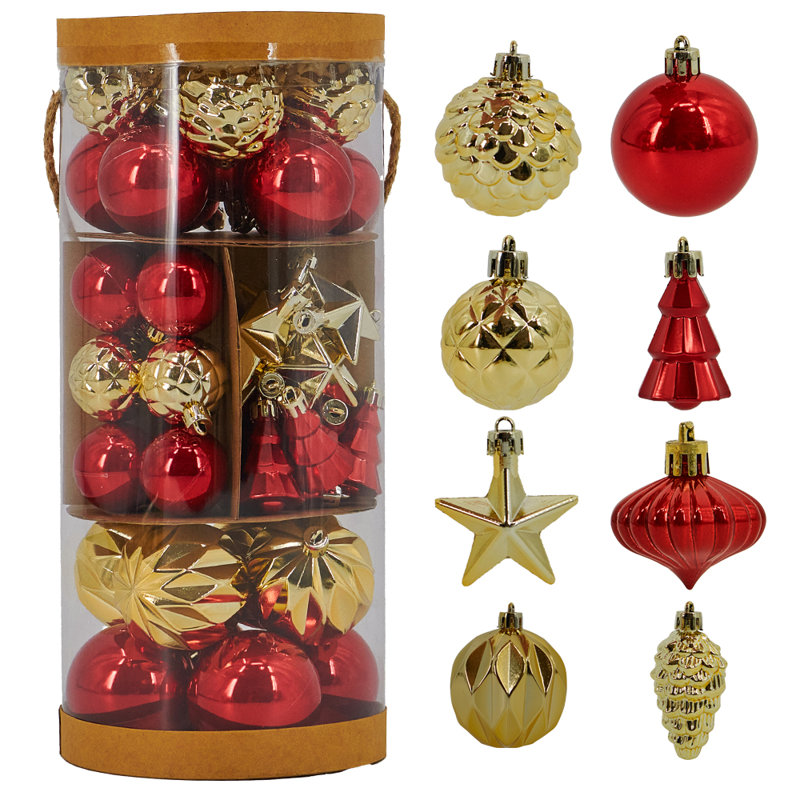 Ornements de Noël Miluhome or rouge incassable paillettes boules de Noël de luxe suspendues assorties décorations d'arbres de Noël