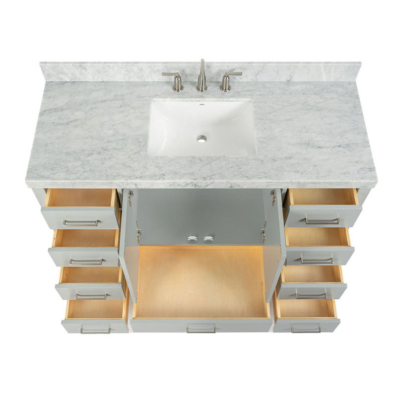 Ensemble de meuble-lavabo simple 55 po avec miroir Amariani, gris