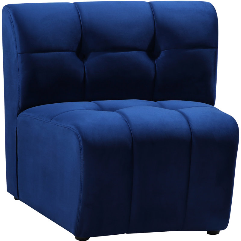 Chaise d'appoint en velours touffeté de 83,82 cm de largeur Jedson, Velours bleu marine