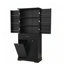 Armoire de rangement pour salle de bain avec panier à linge inclinable, tablette réglable, compartiments multiples, conception autoportante pour une organisation efficace-629257745