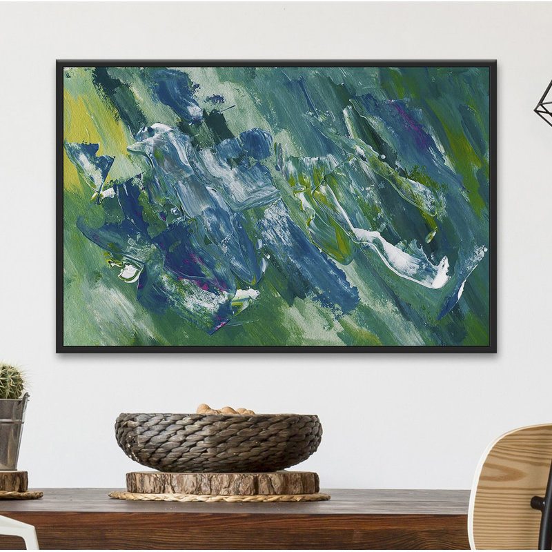 «Blue-Green Abstract Floater», reproduction sur toile encadrée, H 12 po x l 18 po