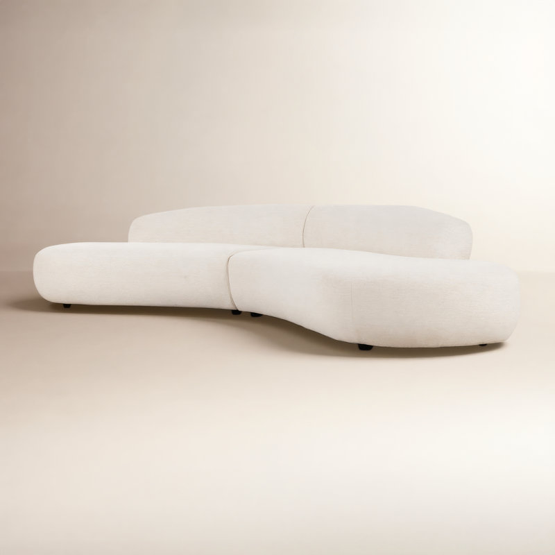 Belen Double Chaise-159”-Thames Coal, Nomad Snow Polyester Blend