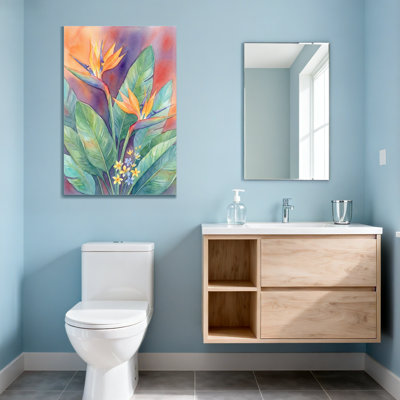 Plantes et fleurs, fleurs et feuilles tropicales, reproduction d'art