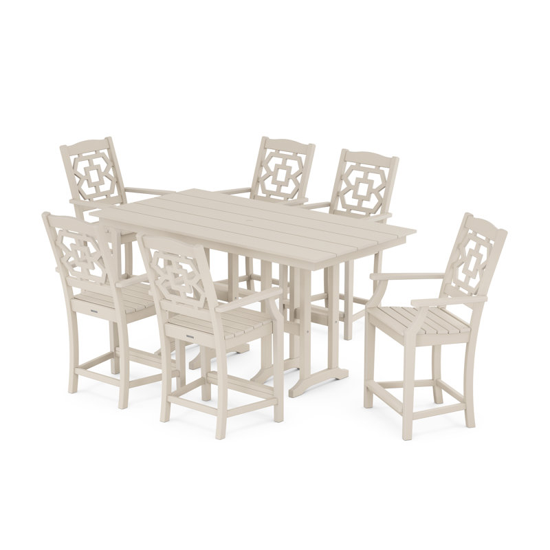 Chinoiserie 6 - Person Patio Dining Set, Sand
