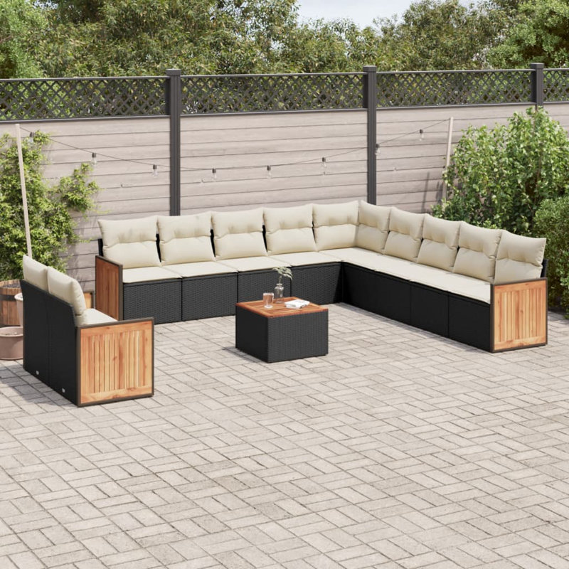 Ensemble de canapé de jardin Vidaxl noir et blanc crème