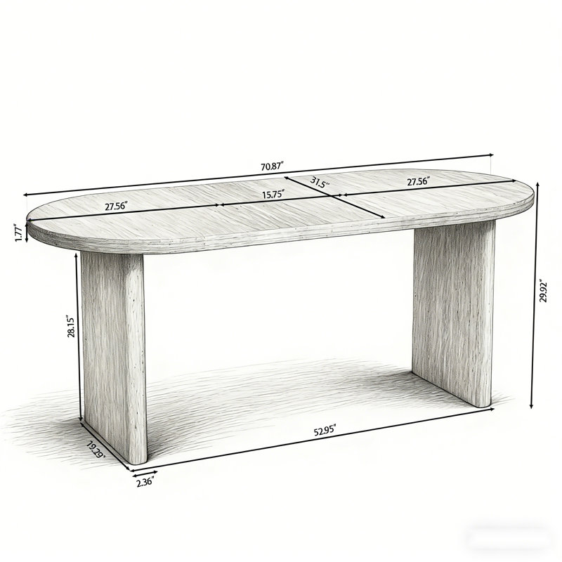 55.12"-70.87"Modern Extendable Dining Table With Removable Extension Leaves, Natural Walnut