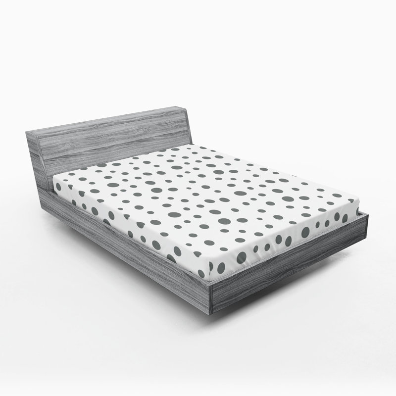 Ensemble de 2 draps-housses Ambesonne, Grey/White Dots, Drap-housse de taille très grand