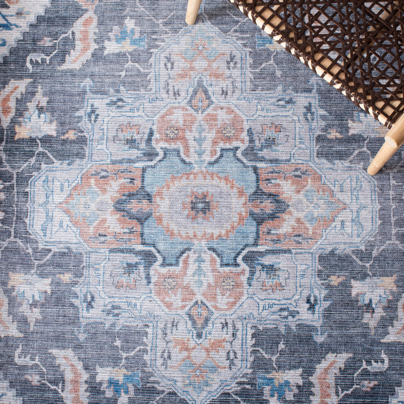 Langeloth Performance Machine Washable Oriental Rug, Square 6'7"
