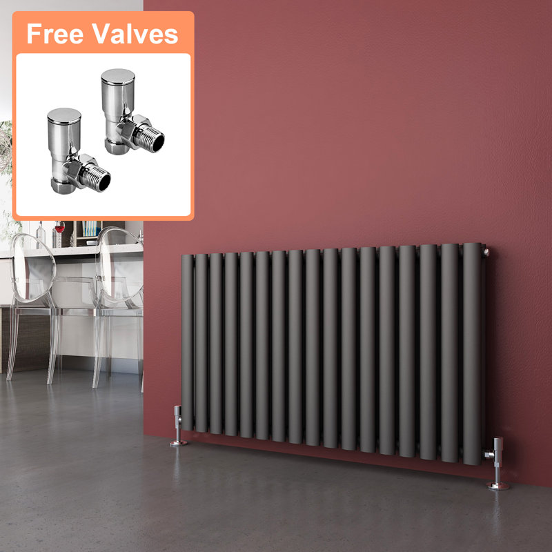 Salinas Horizontal Designer Radiator, Black, 60.0mm H x 100.3mm W x 82mm D