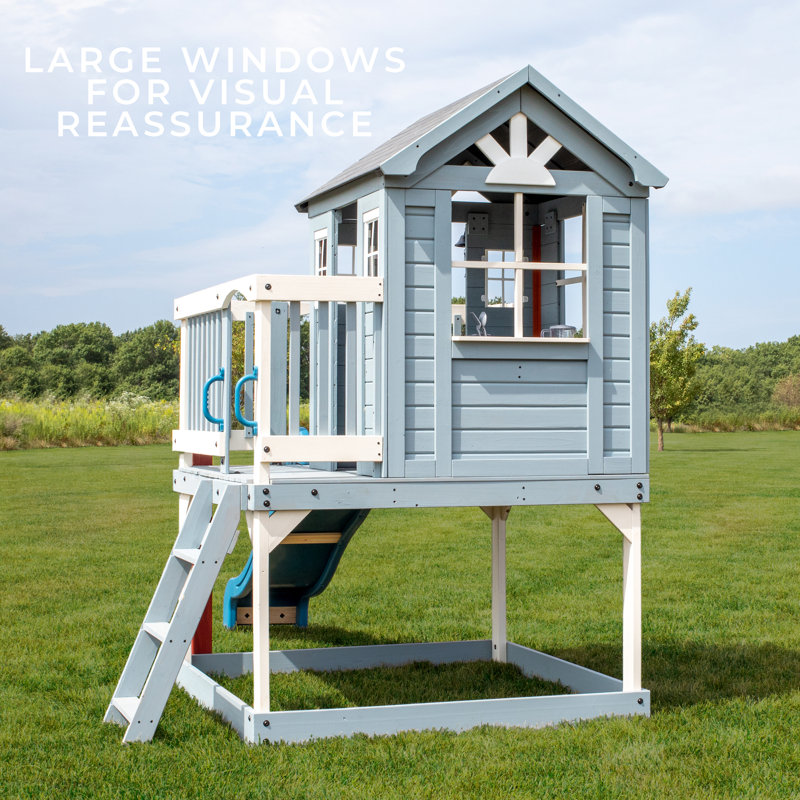 Beacon Heights Elevated Cedar Playhouse with Slide and Ladder