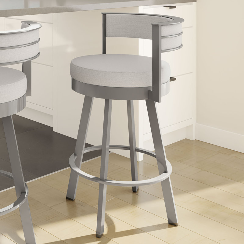 Tabouret de bar et de comptoir pivotant Matthews, Gris, Tabouret de comptoir (siège d'une hauteur de 26 p