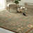 Amara Elegant Blue Machine Made Wool Traditional Floral Area Rug-16327778