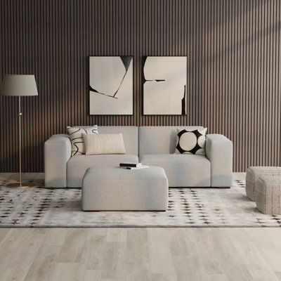 Ensemble de canapé et repose-pieds modulaire Rex de 88 pouces de large avec canapé 2 places et repose-pieds de table assorti de 34 pouces de large