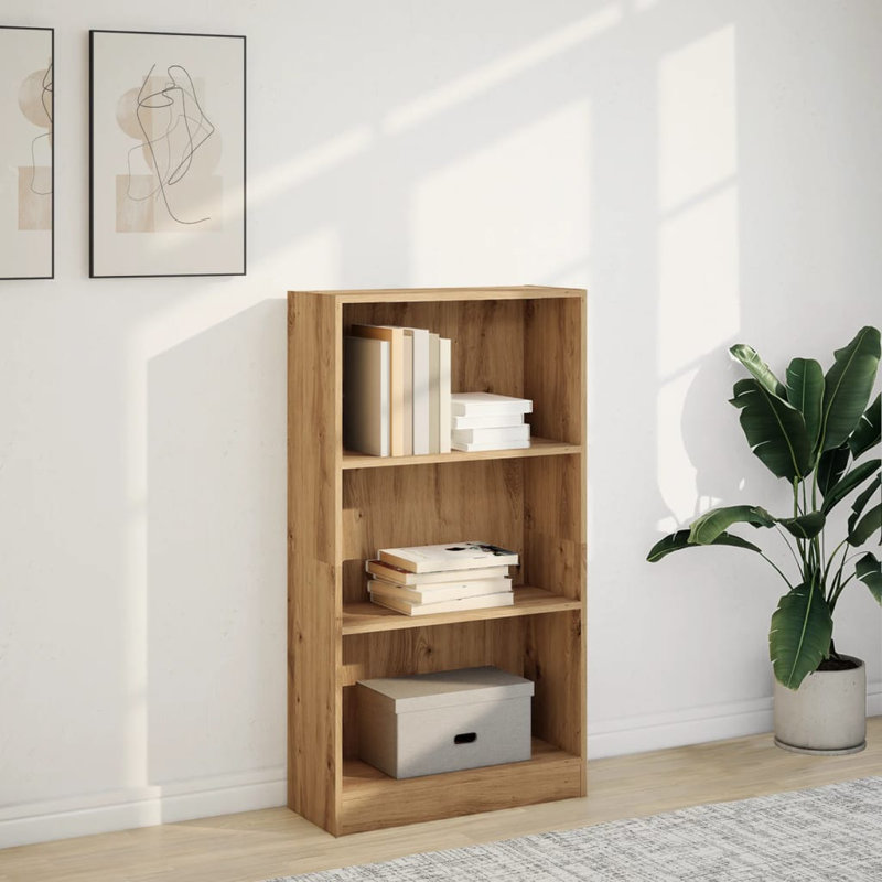 Rian Standard Bookcase, (2 Shelves) 76cmH x 60cmW x 24cmD, Grey Sonoma