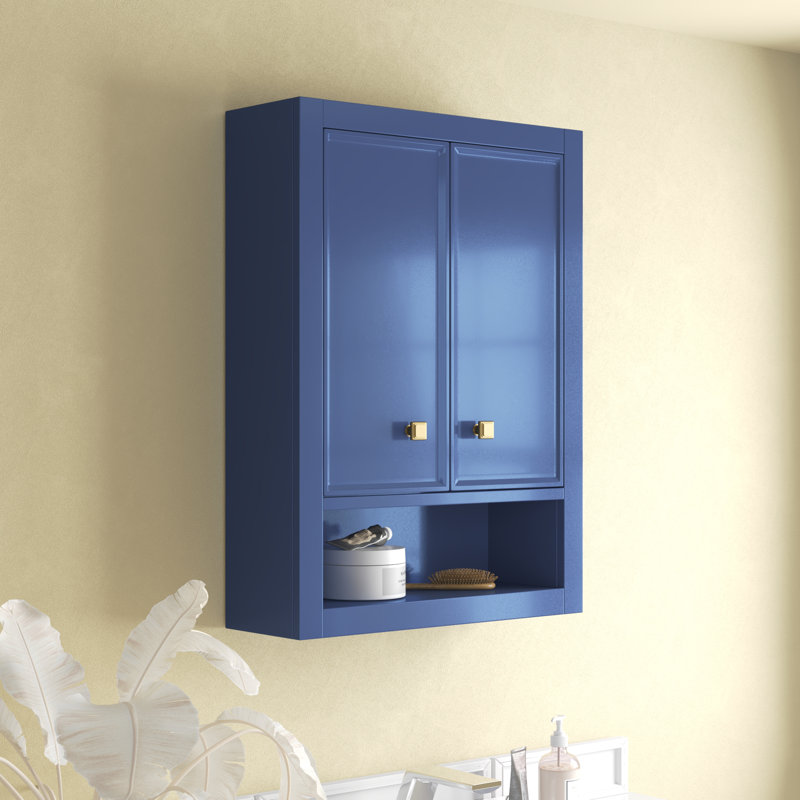 Armoire de salle de bain murale l 24 po x H 33 po x P 8 po Myrick, bleu