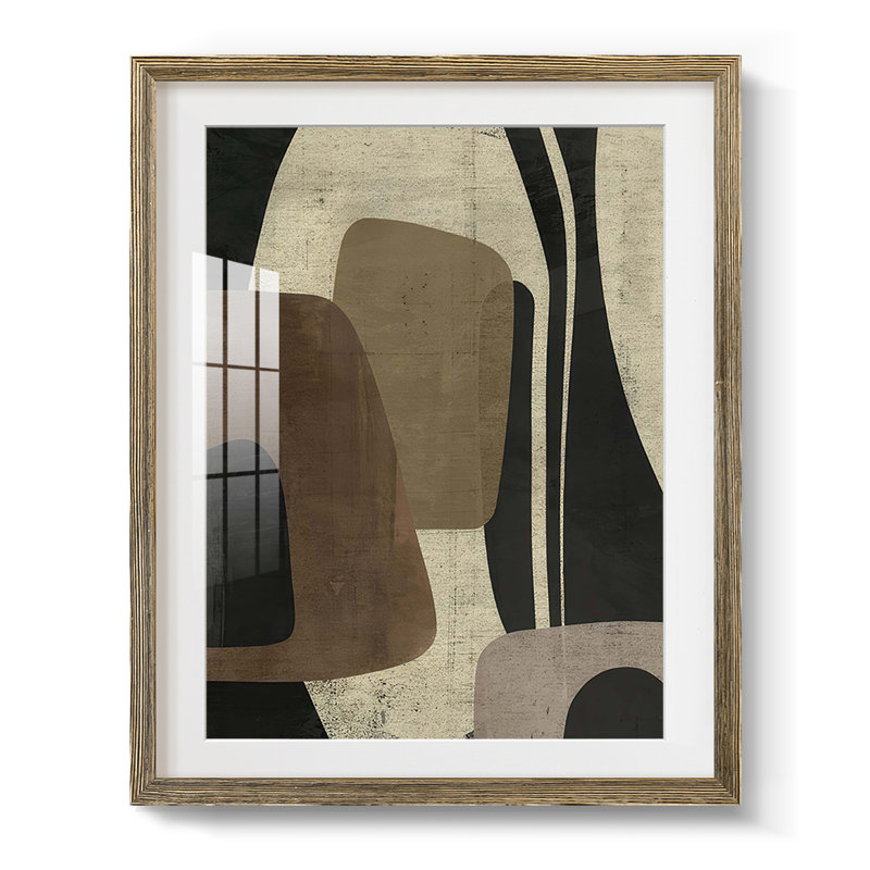 «Retro Form Collage II», reproduction encadrée, Papier avec cadre noyer, Blanc