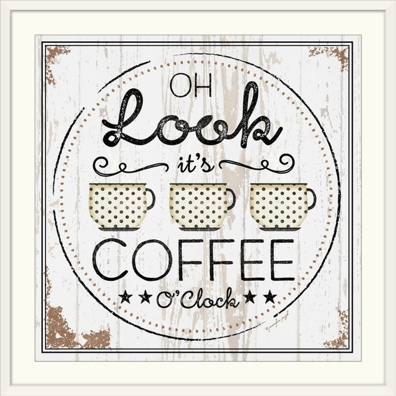 "café-heures" par jennifer pugh, art textuel, H 12 po x l 12 po x P 1,5 po, Toile