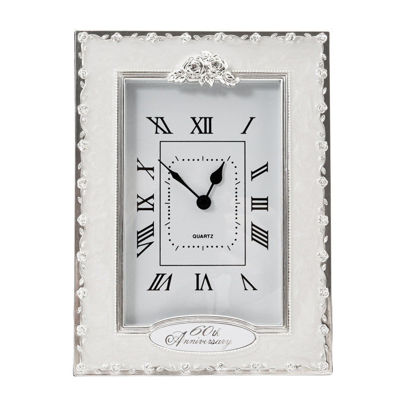 Traditional Roman Numeral Resin Quartz Movement / Crystal Tabletop Clock, White