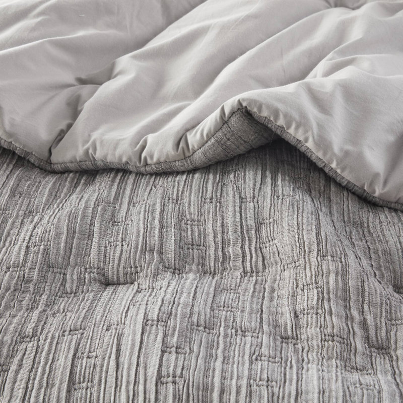Premium Cotton Bedding Sets, Modern Style In Charcoal, King/cal King
