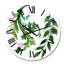 Feuilles vertes d'hiver sur fond blanc - horloge murale traditionnelle-1010274732