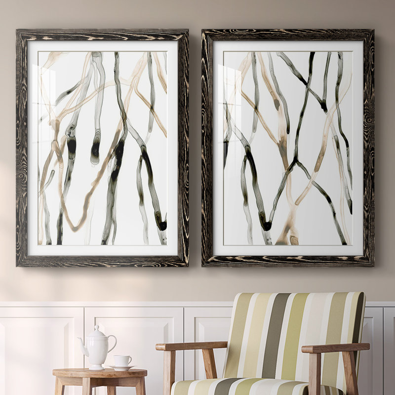 " Runnel XI " 2 - Pieces, 27.5" H x 75" W x 1.5" D, Black Framed