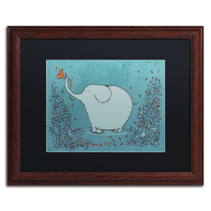 « jardin éléphant » par carla martell, art encadré, Noir, H 16 po x l 20 po