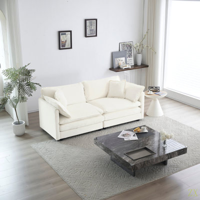 Canapé moderne en tissu pour causeuse pour le salon, canapé 2 places à assise profonde de grande taille avec 4 coussins en chenille