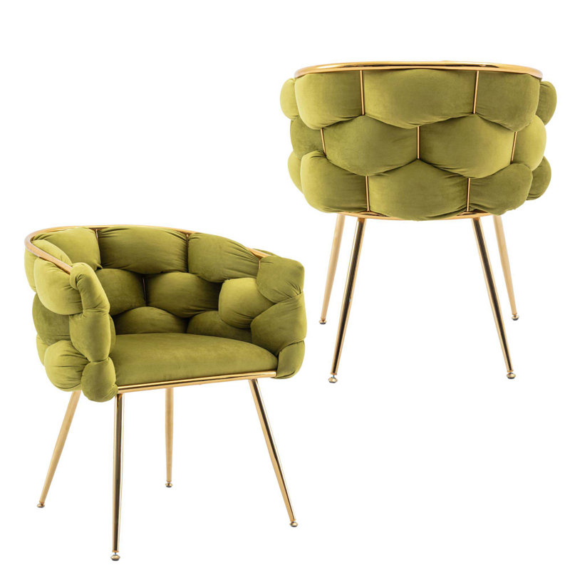 16.9'' H Velvet Upholstered Armchair, Olive Green, 1