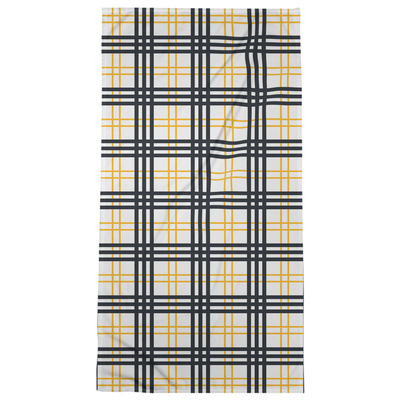 Bath Towel, Polyester/Cotton Blend, White/Gold/Black