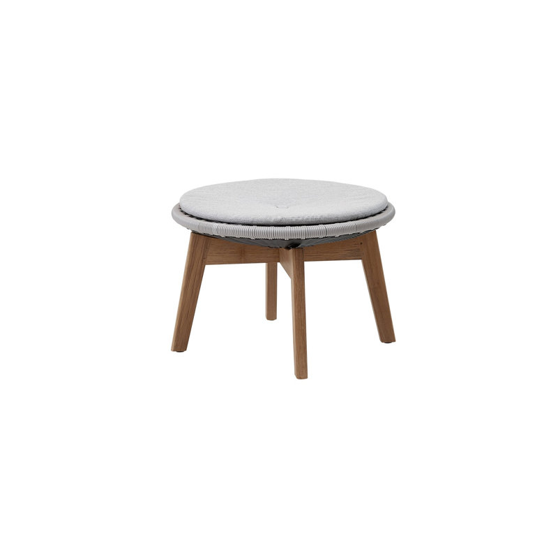 Peacock Outdoor Teak Ottoman, Gray/Light Gray