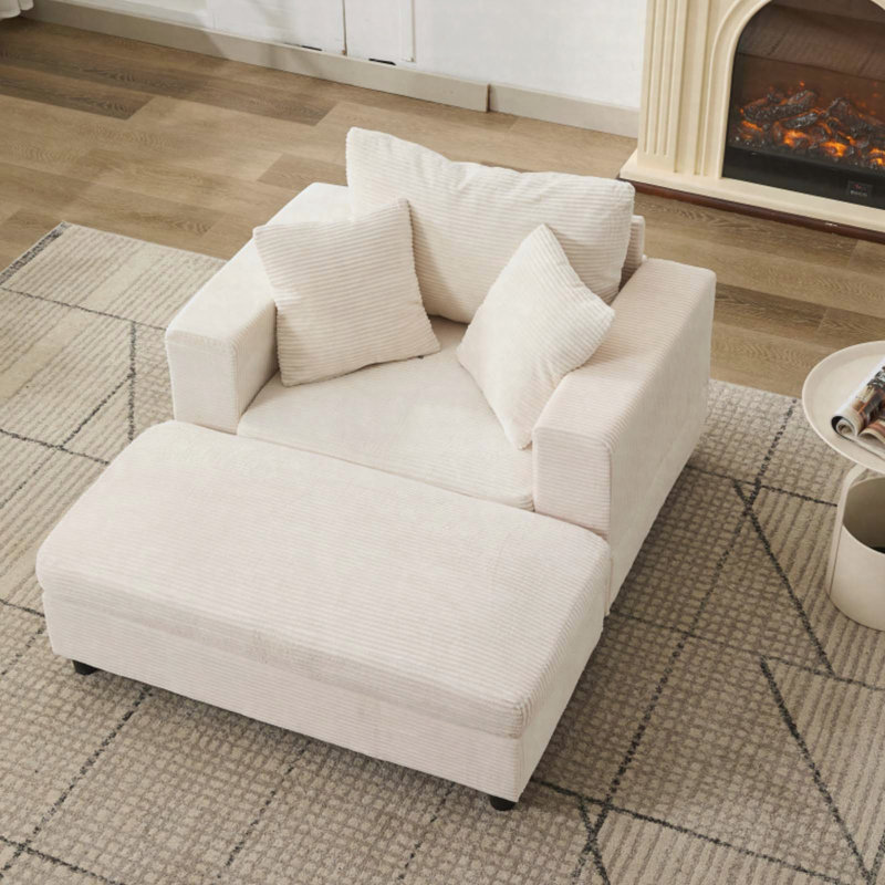 Chaise longue Chaise longue avec accoudoirs et canapé-lit, Beige