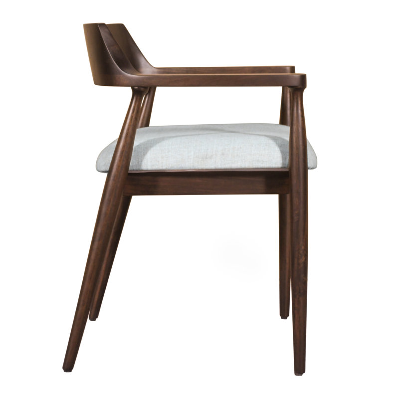 Amaroo Solid Mango Linen Upholstered Dining Arm Chair In Honey Date