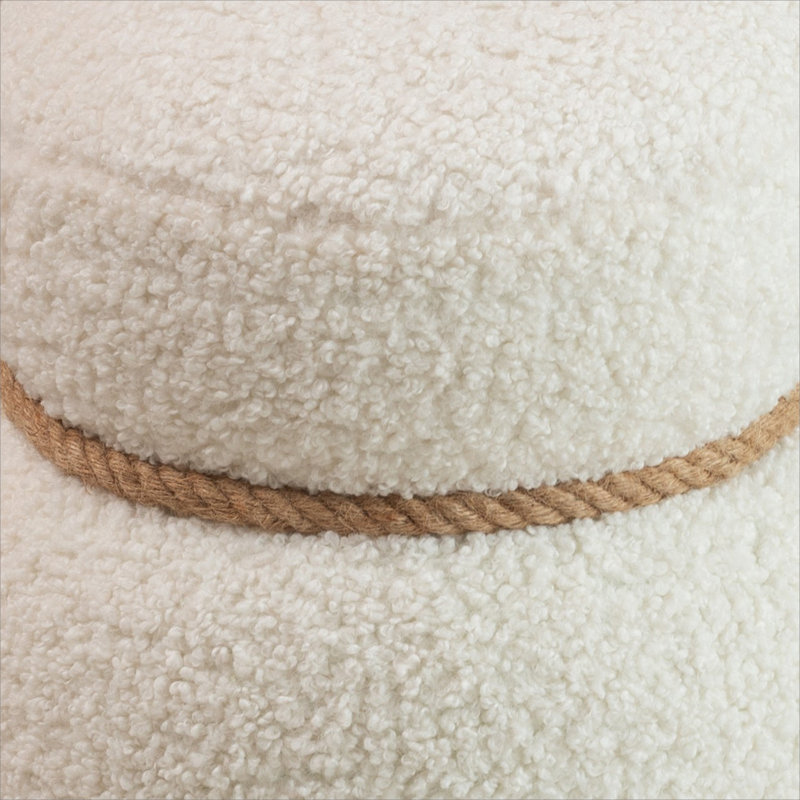 Repose-pieds rond rembourré, Beige