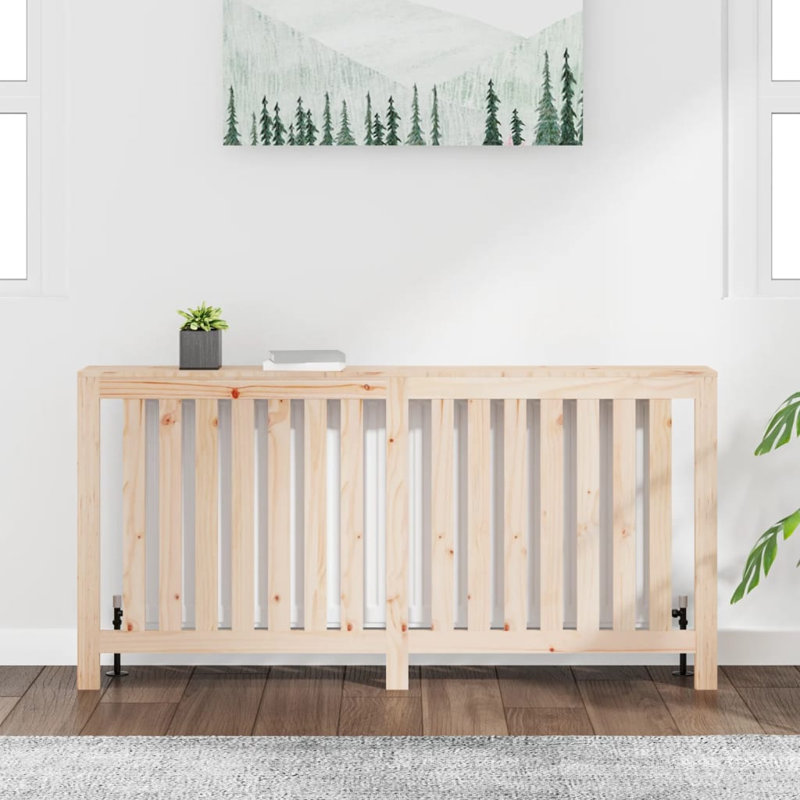 Couvercle de radiateur en bois massif gris 66,5 x 7,5 x 33,1 po Vidaxl, Naturel,  H 33,1 po x l 66,5 po x P 7,5 po