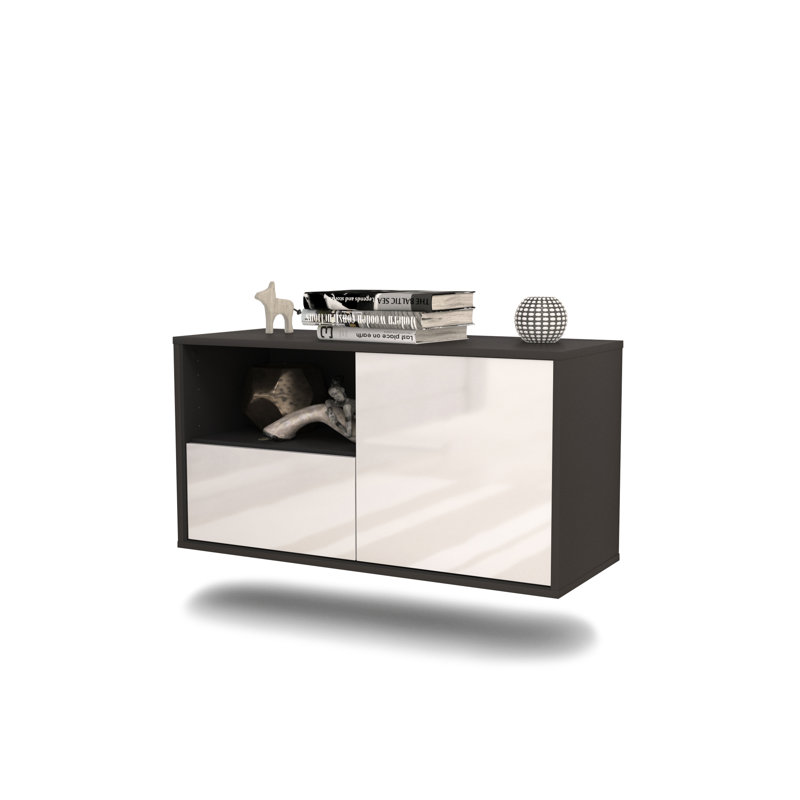 Haimes Unfinished Floating TV Stand, High Gloss White