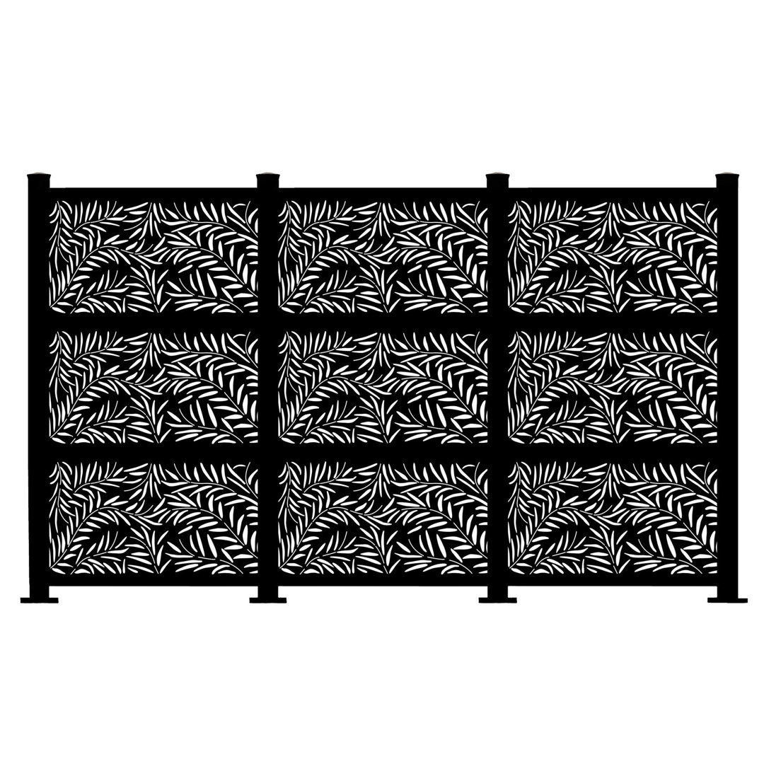 6.5 ft. H x 12.5 ft. W Laser Cut Metal Privacy Screen Fence, Decorative Outdoor Divider Porpora