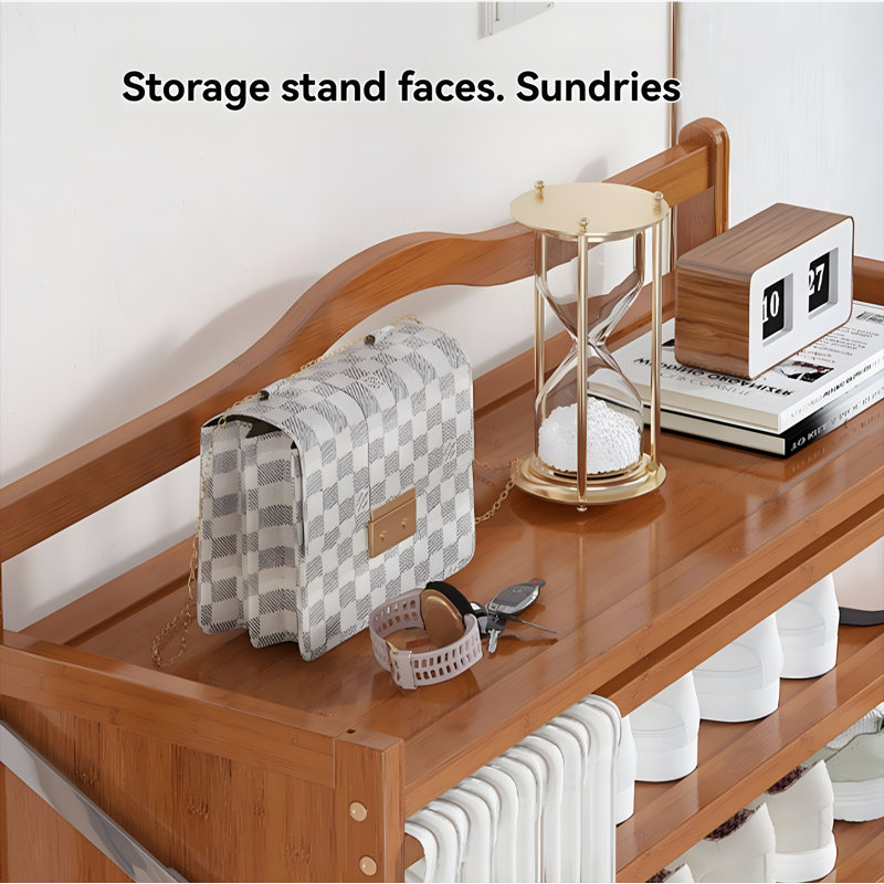 Free Installation Folding Shoe Rack, Home Multi-Layer Bamboo Shoe Cabinet, Doorstep Storage Rack, Rental Artifact, Tan