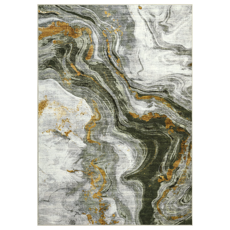 Modern Abstract Living Room Rug Ultra-Soft Contemporary Accent Rug, Easy to Clean Soft Low Pile Indoor Carpet, Large Foldable Floor Cover