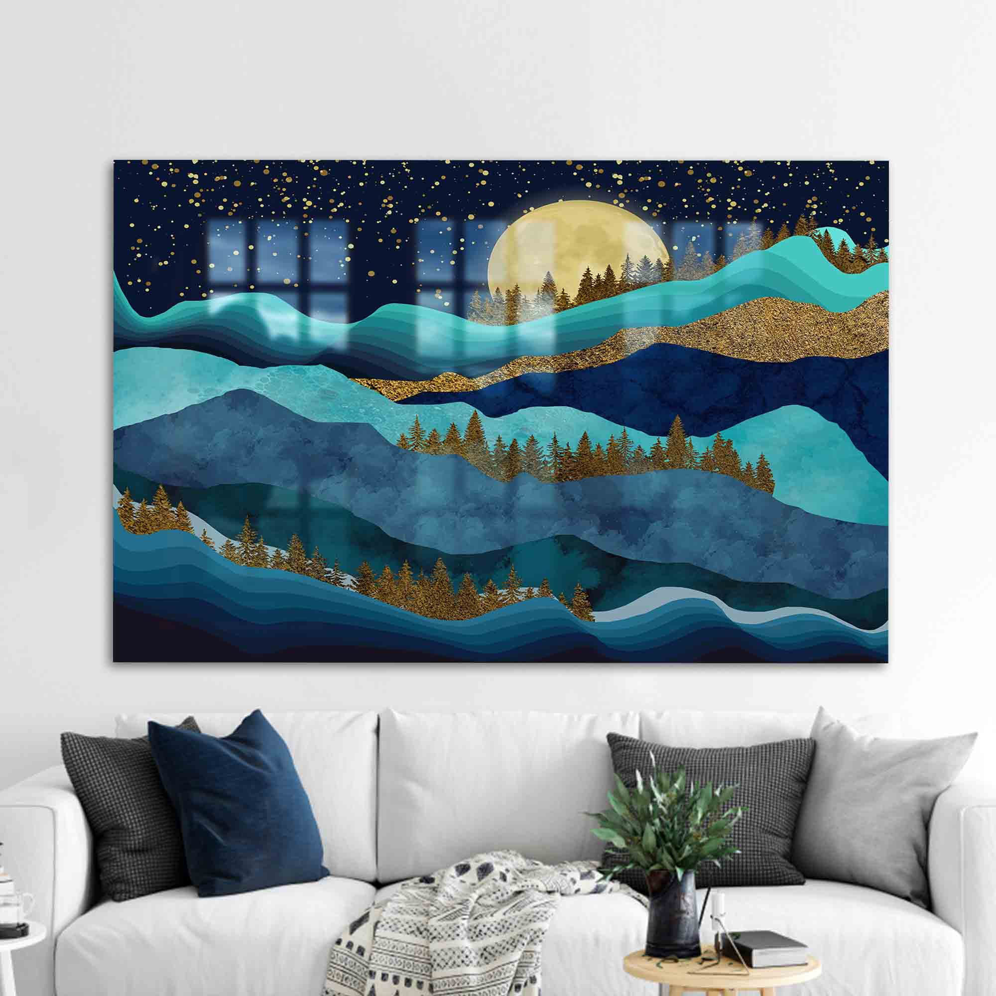 Loon Peak® Forest Landscape Wall Decor Featuring Mountain and Moon ...