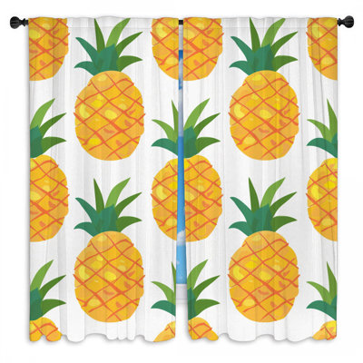 Pineapples Window Curtains  Fruit Farmhouse Drapes - 2 Panels