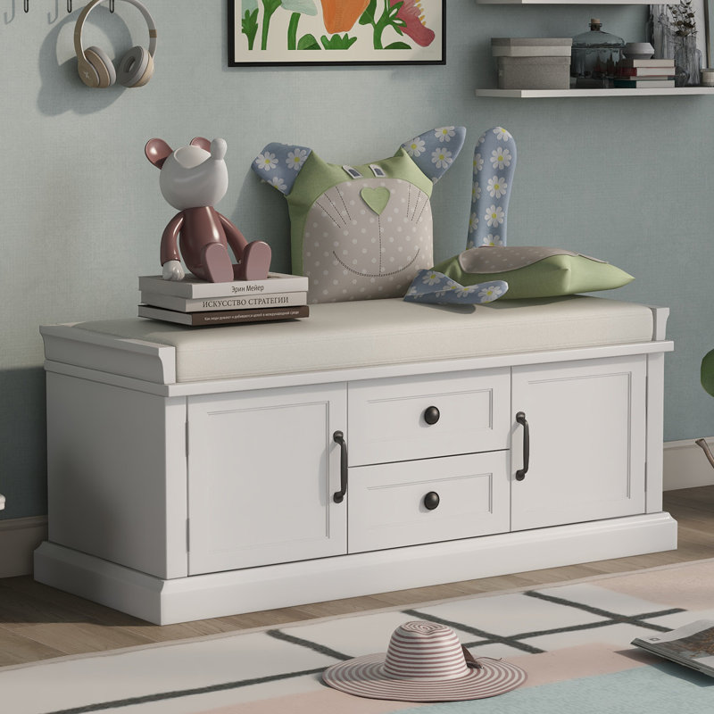 Armoire et tiroirs avec banc de rangement, Blanc
