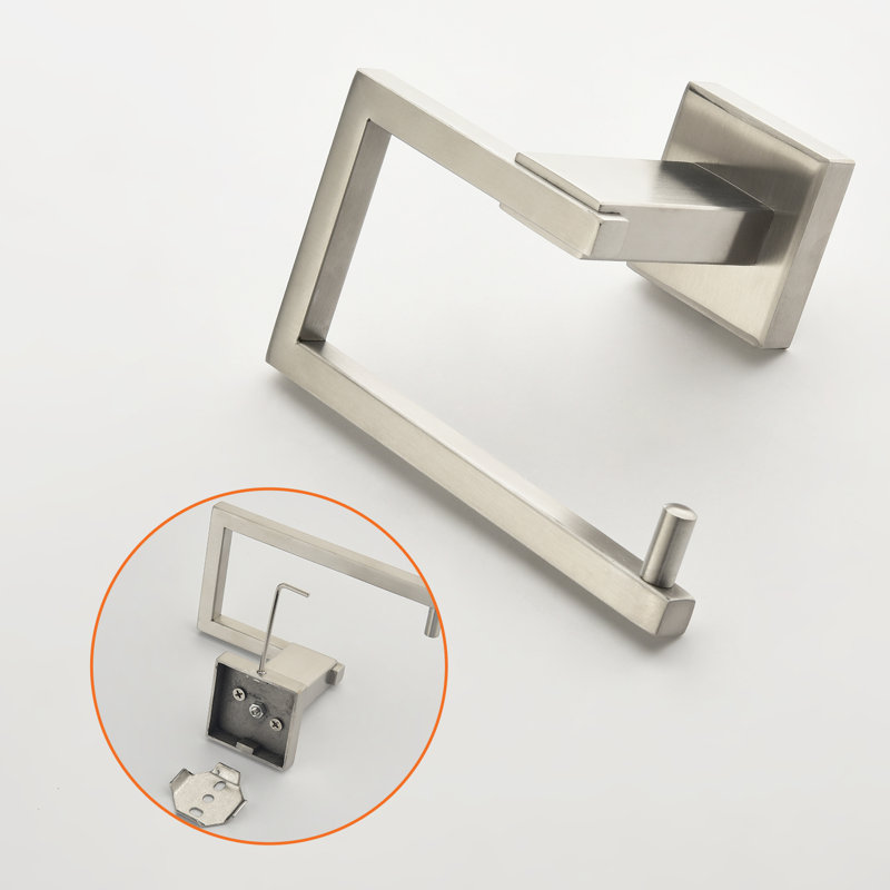 Bathroom Hardware 4-Piece Bath Hardware Set With Towel Ring, Robe Hook, Toilet Paper Holder, Matte Black