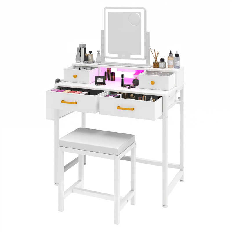 Bureau de coiffeuse avec miroir lumineux
