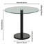 Table moderne moderne en verre transparent avec marbre noir, pouvant accueillir 4