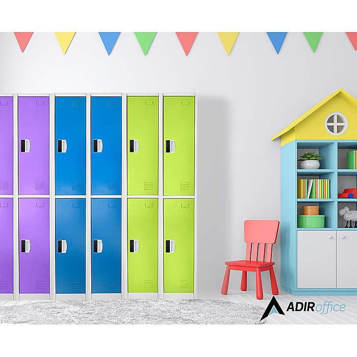 72" Green Steel Double Compartment Storage Locker with Adjustable Shelving