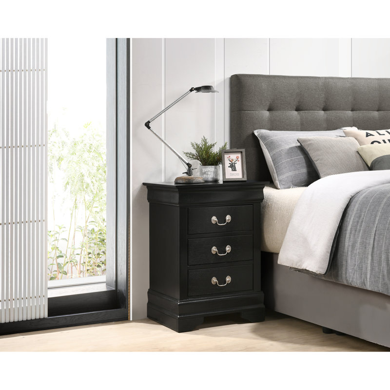 Table de chevet spacieuse avec rangement en panneau de particules élégant pour chambre à coucher