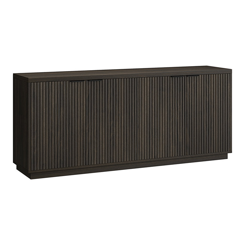 Alasha 68" Wide Rectangular Fluted Buffet Table, Alder Brown