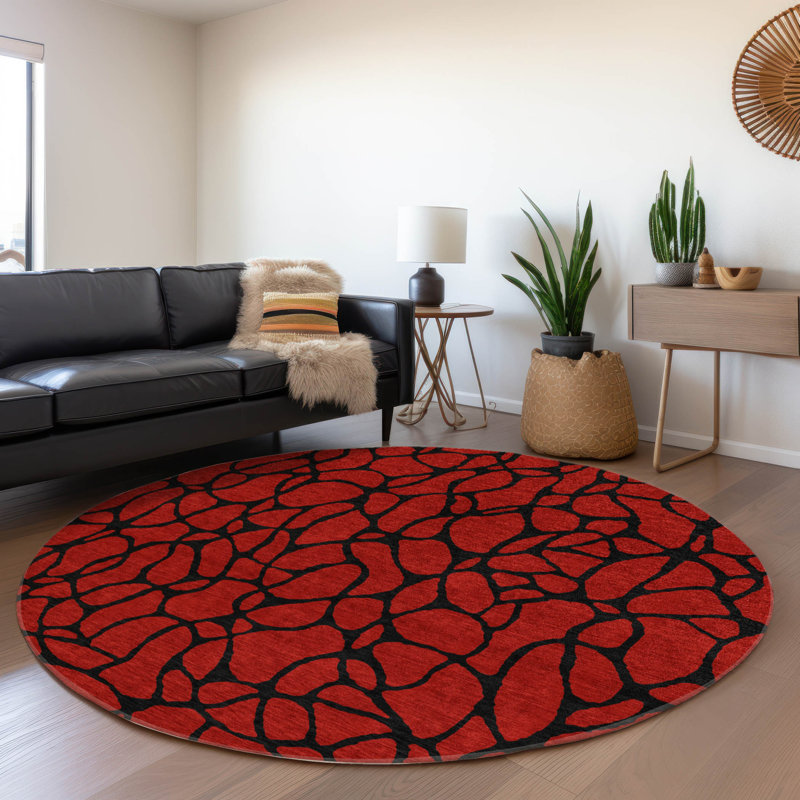 Tapis intérieur / extérieur rouge Elowira , 2 pi 6 po x 3 pi 10 po
