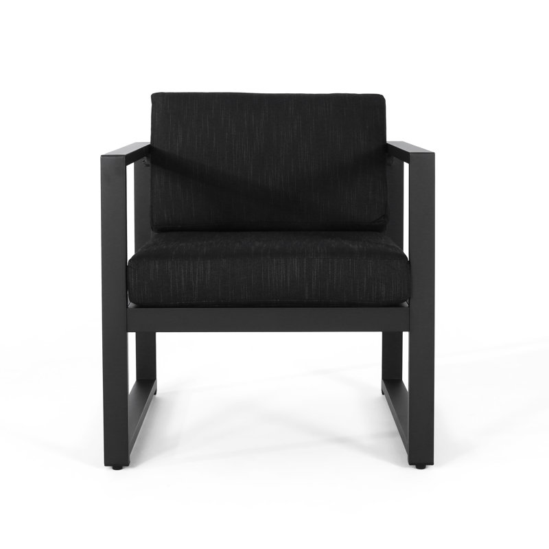 Contemporary Outdoor Club Chair - Water- Dark Gray Padding, Aluminum, 26.84"W X 25.63"H 27.29"D Seat Cushion For Patio,
