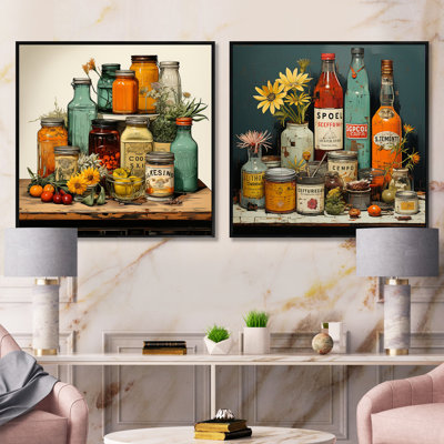 Modern Condiments Fusion - Condiments Square Collage Set Of 2